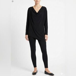 SYMPLI Black Draped and Asymmetrical Long Sleeve Stretch Jersey Top US Sz 4
